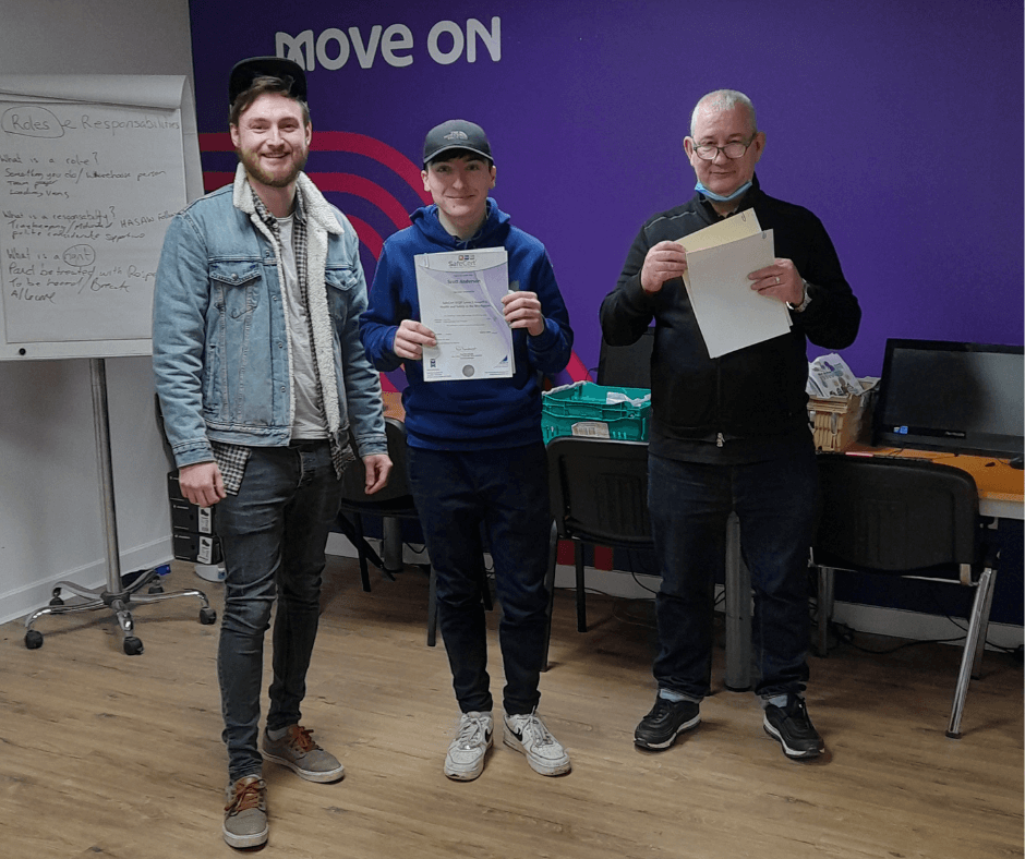 Employability Fund graduate Scott with Development Workers Michael & Shug