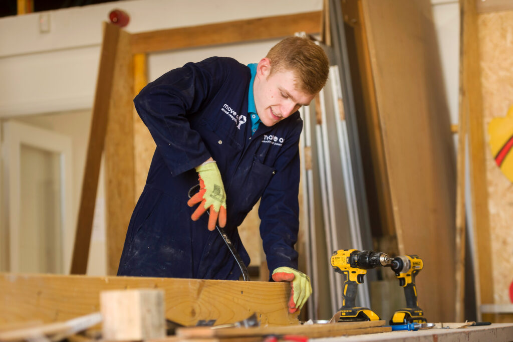 Practical employability training in a wood workshop